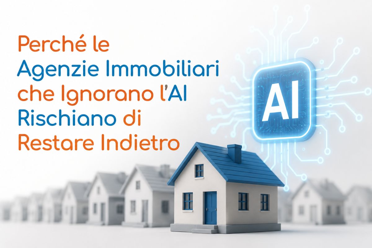 Agente immobiliare che utilizza strumenti di intelligenza artificiale su laptop in agenzia