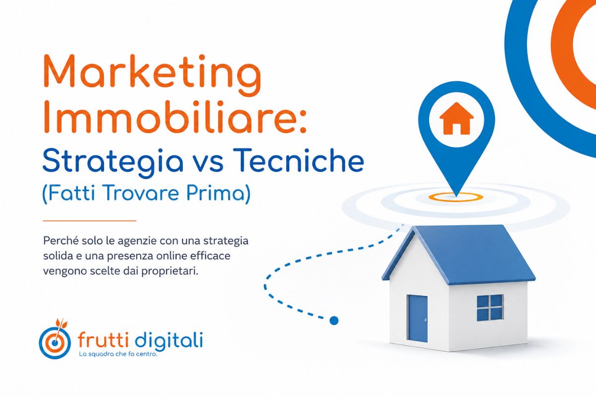 Marketing Immobiliare: Strategia vs Tecniche per farsi trovare dai proprietari Alt Text Illustrazione minimale con una casa e un indicatore di posizione che rappresenta una strategia di marketing immobiliare efficace per aiutare le agenzie immobiliari a farsi trovare dai proprietari prima della concorrenza.
