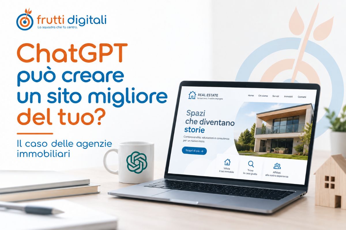 Laptop con sito di un’agenzia immobiliare realizzato con il supporto di ChatGPT e dell’intelligenza artificiale
